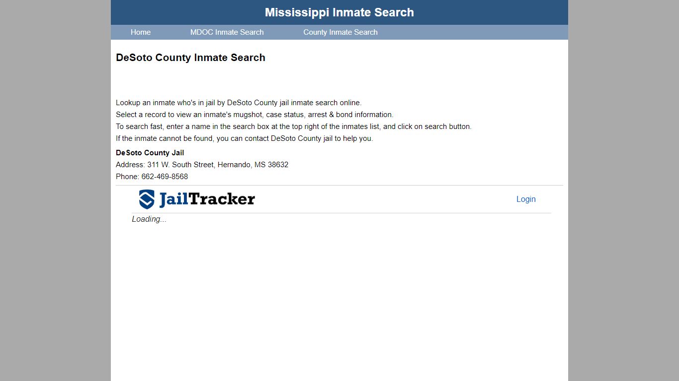 DeSoto County Inmate Search - Mississippi Inmate Search